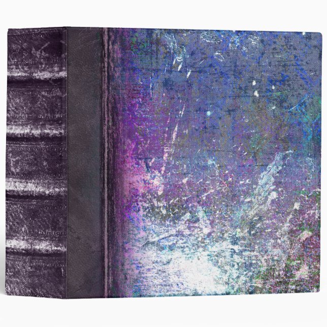 Blue and Purple Grunge Faux Leather Ancient Tome 3 Ring Binder (Front/Spine)