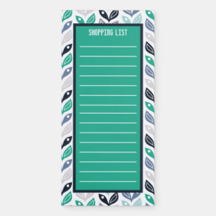 Blue and Purple Hand Drawn Retro Vines Leaves Magnetic Notepad