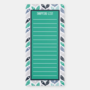 Blue and Purple Hand Drawn Retro Vines Leaves Magnetic Notepad