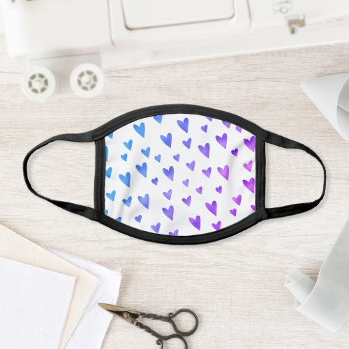 Blue and purple hearts cute face mask