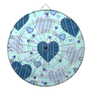 Blue and Purple Hearts Dart Board