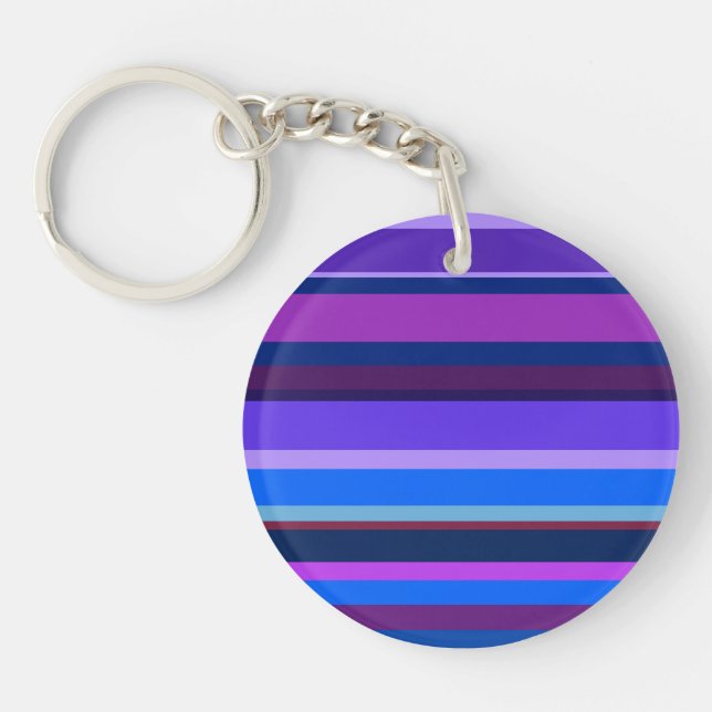 Blue and purple horizontal stripes keychain (Front)