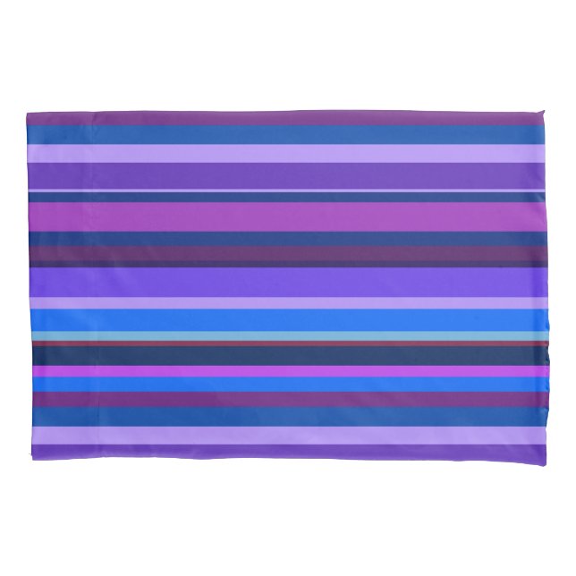 Blue and purple horizontal stripes pillow case (Front)