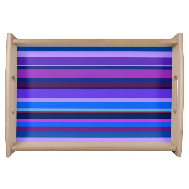 Blue and purple horizontal stripes serving tray (Front)