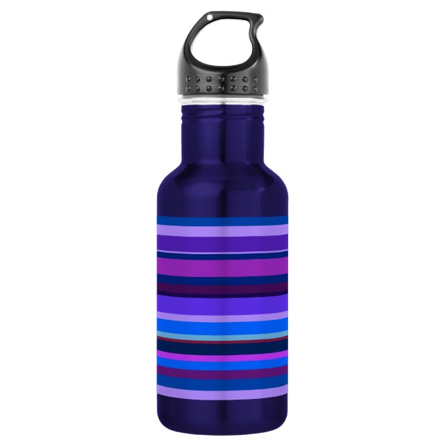 Blue and purple horizontal stripes water bottle (Front)