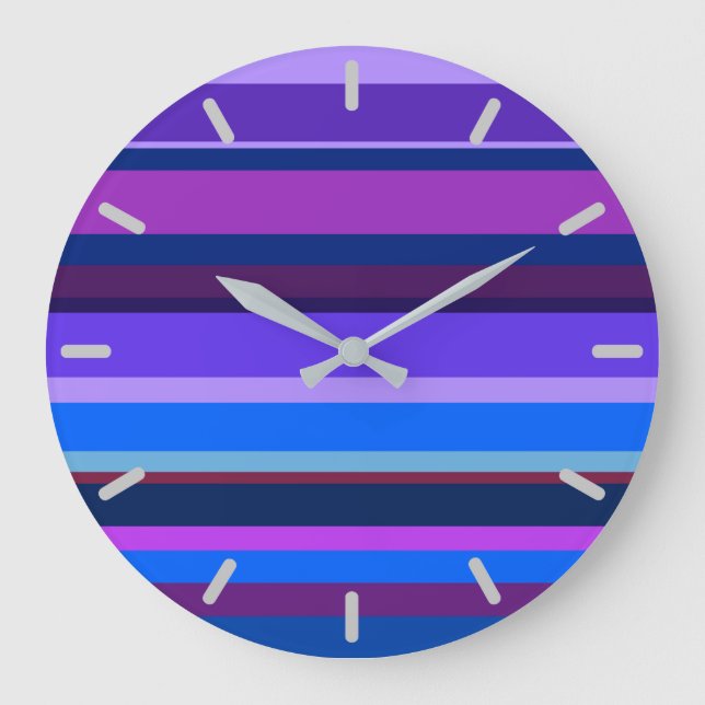 Blue and purple horizontally stripes large clock (Front)