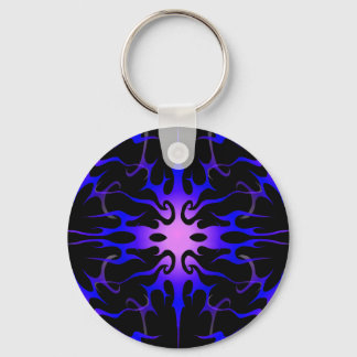 Blue and Purple Hot Rod Flames Keychain