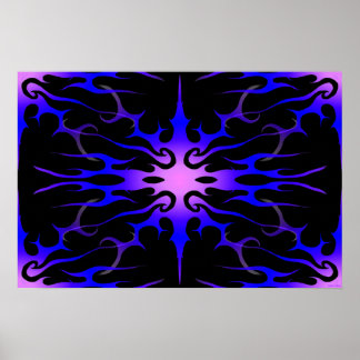 Blue and Purple Hot Rod Flames Poster