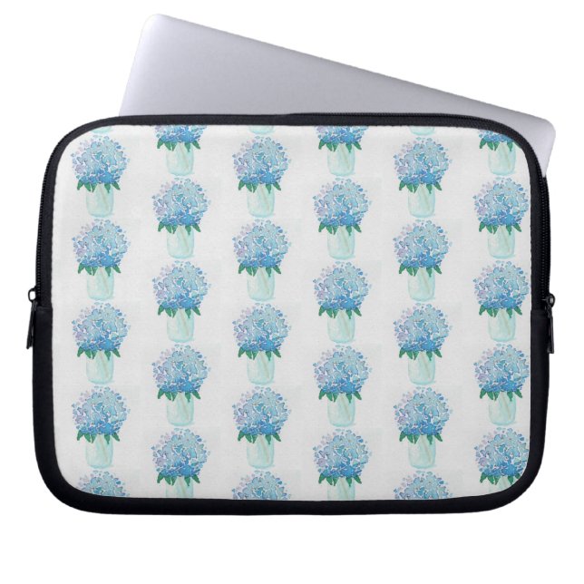 Blue and Purple Hydrangea Laptop Sleeve (Front)