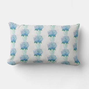 Blue and Purple Hydrangea Lumbar Pillow