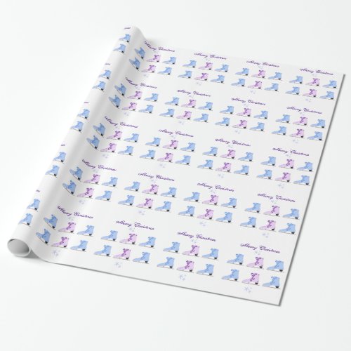 Blue and Purple Ice Skates Wrapping Paper