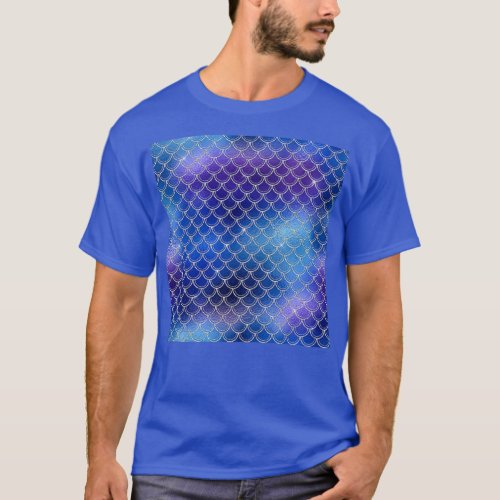 Blue and Purple Iridescent Silver Mermaid Dragon S T_Shirt