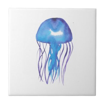 Blue And Purple Jellyfish Tile by AlteredBeasts at Zazzle