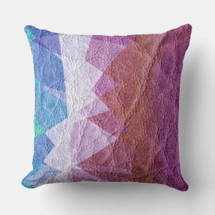 Blue and Purple Leather Throw Pillow