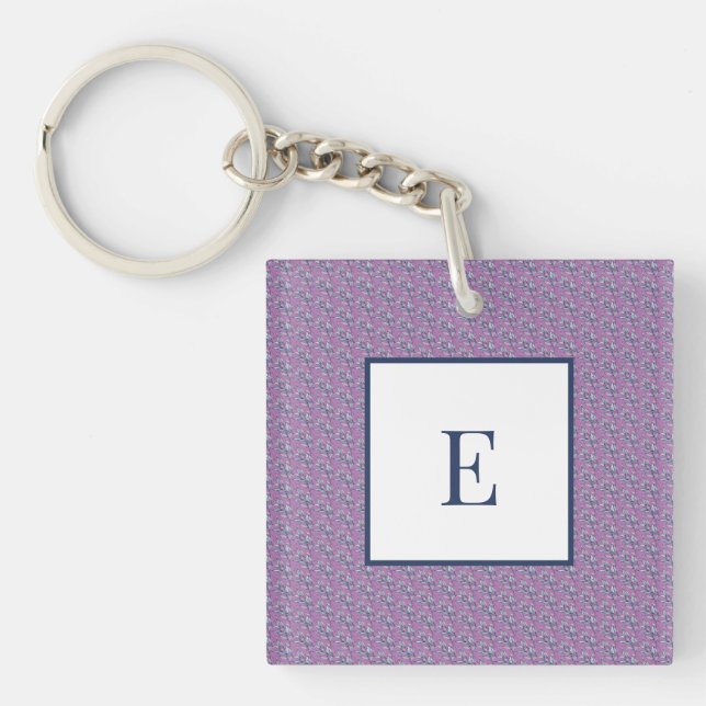 Blue and Purple Leaves  Keychain (Front)