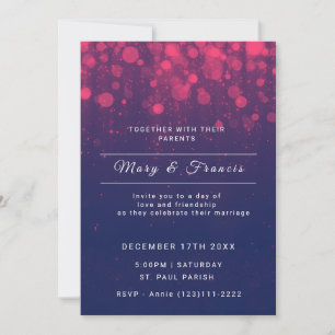 Blue and Purple Lights and Glitter Wedding Invitation