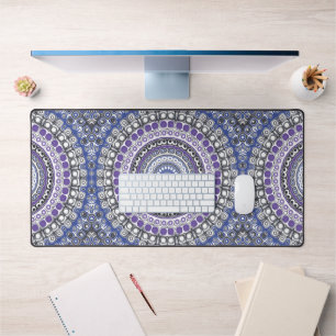 Blue and Purple Mandala Geometric Circular Pattern Desk Mat