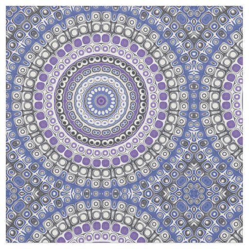Blue and Purple Mandala Geometric Circular Pattern Fabric