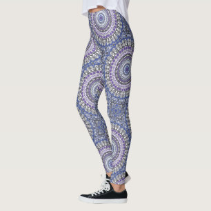 Blue and Purple Mandala Geometric Circular Pattern Leggings