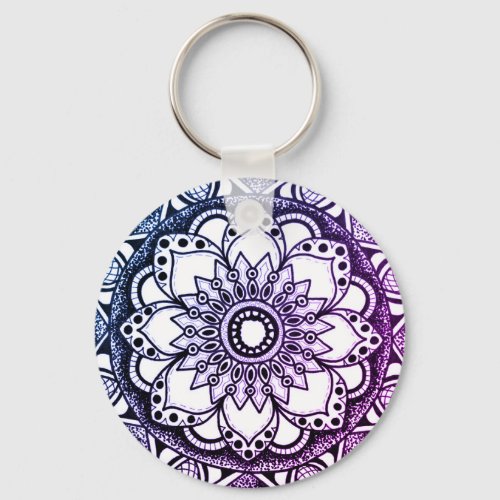 Blue and Purple Mandala Keychain