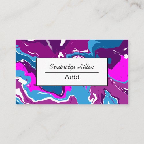 Blue and Purple Marble Abstract Fluid Art   Business Card