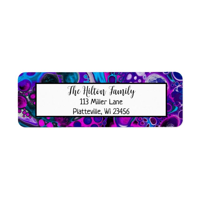 Blue and Purple Marble Fluid Art  Label (Front)