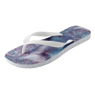 blue and purple Marble Swirl Abstract Flip Flops