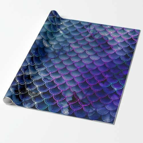 Blue and Purple Mermaid Scales Wrapping Paper