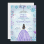 Blue and Purple Mexican Girl Winter Mis Quince Invitation<br><div class="desc">Blue and Purple Mexican Girl Winter Mis Quince</div>
