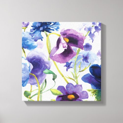 Blue and Purple Mixed Garden Canvas Print