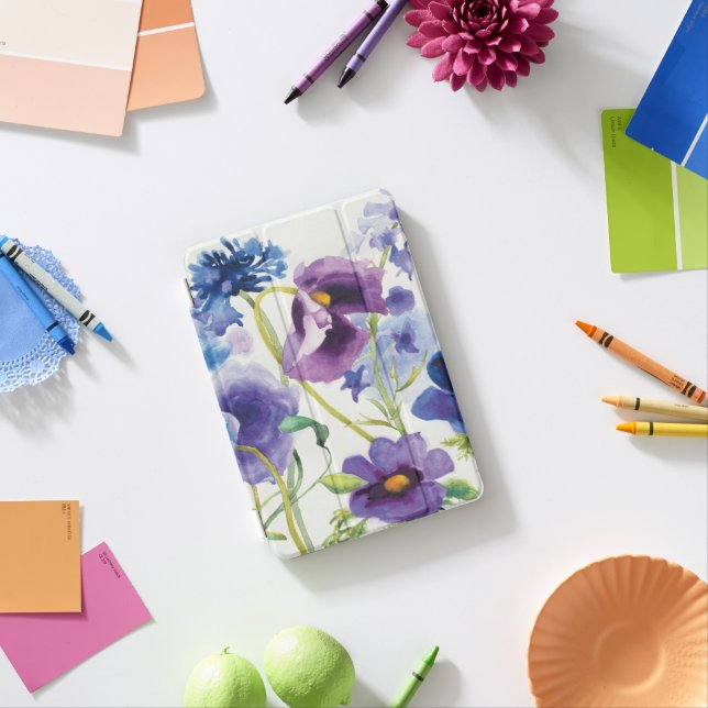 Blue and Purple Mixed Garden iPad Mini Cover (In Situ)