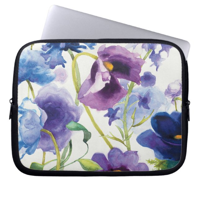 Blue and Purple Mixed Garden Laptop Sleeve (Front)