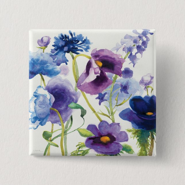 Blue and Purple Mixed Garden Pinback Button (Front)