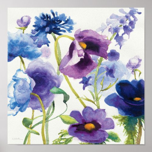 Blue and Purple Mixed Garden Poster