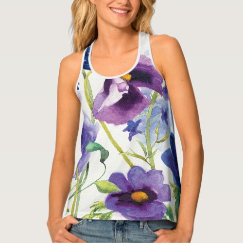Blue and Purple Mixed Garden Tank Top