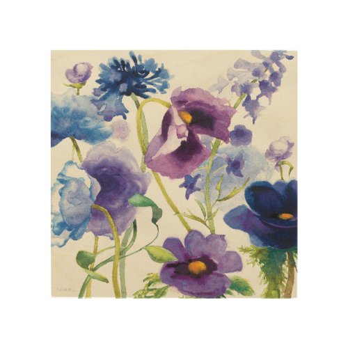 Blue and Purple Mixed Garden Wood Wall Art