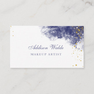 Blue And Purple Modern Liquid Watercolor Ink Bus Business Card
