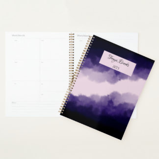 Blue and Purple Modern Watercolor Art Moody Clouds Planner