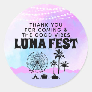 Blue and Purple Music Festival Thank You Classic Round Sticker