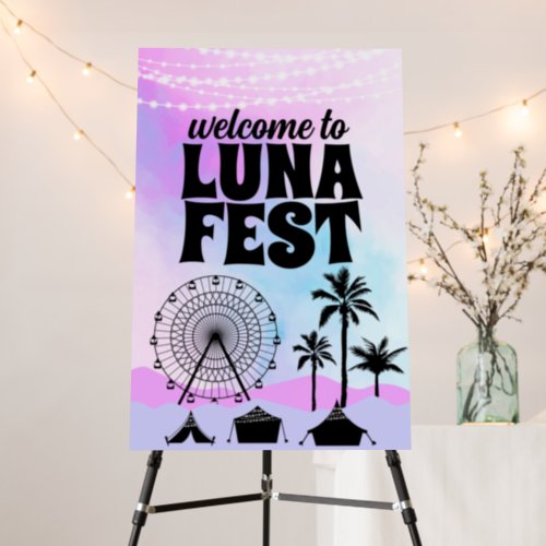 Blue and Purple Music Festival Welcome Sign