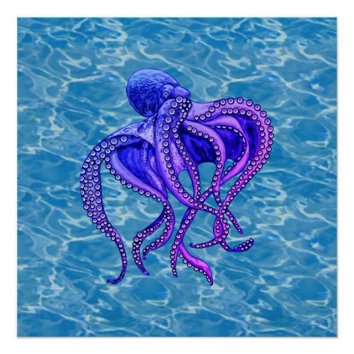 Blue and purple octopus poster