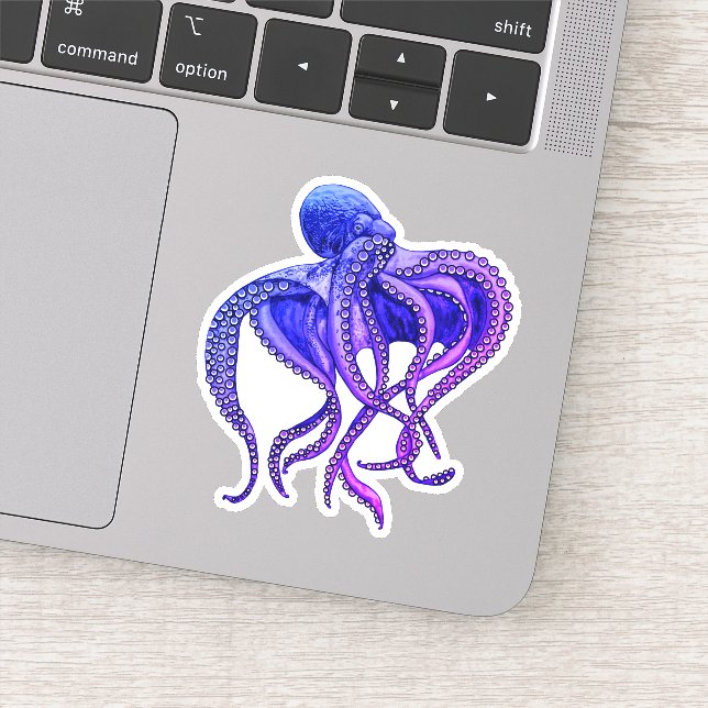 Blue and purple octopus sticker (Detail)