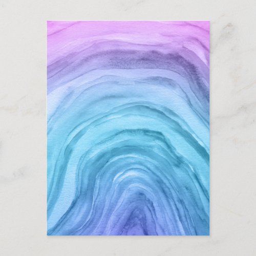 Blue and Purple Ombre Agate Watercolor Art Postcard