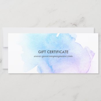 Blue And Purple Paint Splash Gift Certificate by colourfuldesigns at Zazzle