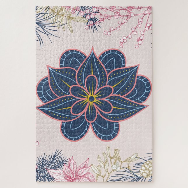 Blue and Purple Paisley Pattern Design Jigsaw Puzzle (Vertical)