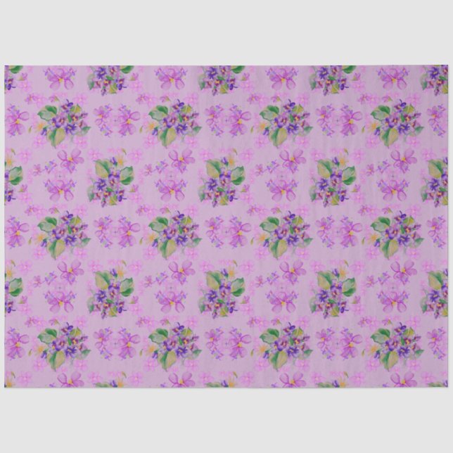 Blue and Purple Pansies Tissue Paper (Front)