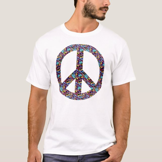 Blue and Purple Peace Sign T-Shirt (Front)