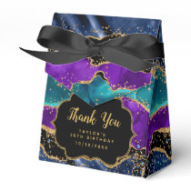 Blue and Purple Peacock Agate Birthday Thank You Favor Boxes