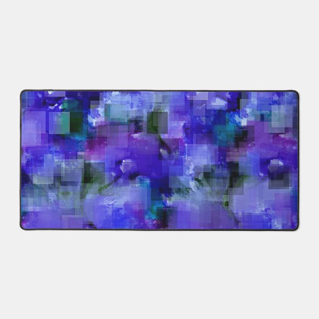 Blue and Purple Pixelated Desk Mat (Front)