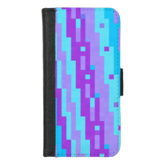 blue and purple pixels iPhone 8/7 wallet case